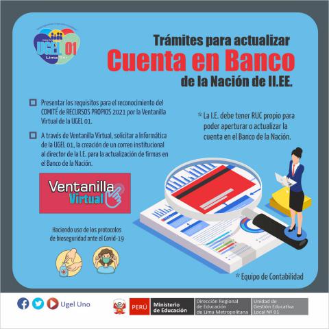 Trámites para actualizar cuenta en el banco de la nación de ii.ee.