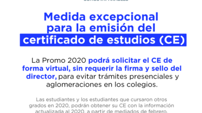 Medida excepcional para la emisión del certificados de estudios (ce)