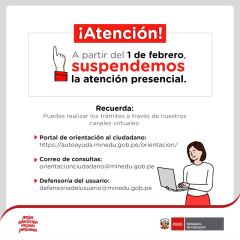 Minedu suspende atención presencial