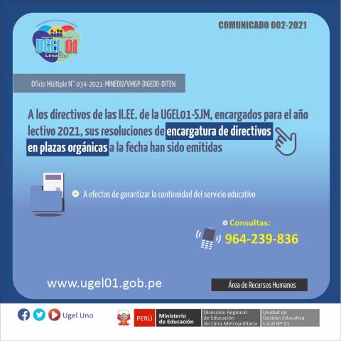 Continuidad de encargatura de directores en plazas orgánicas