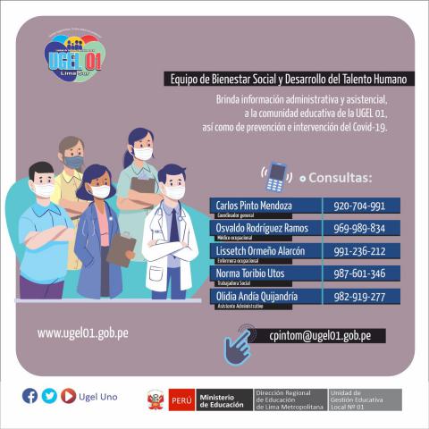 Bienestar social asiste virtualmente a trabajadores de ugel 01