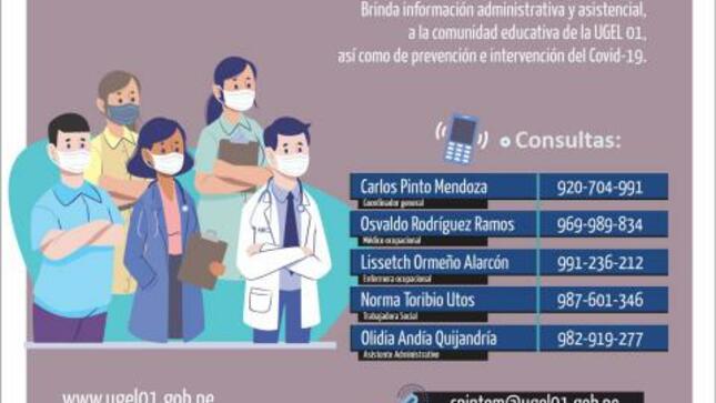 Bienestar social asiste virtualmente a trabajadores de ugel 01