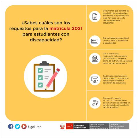 Requisitos para la matrícula 2021