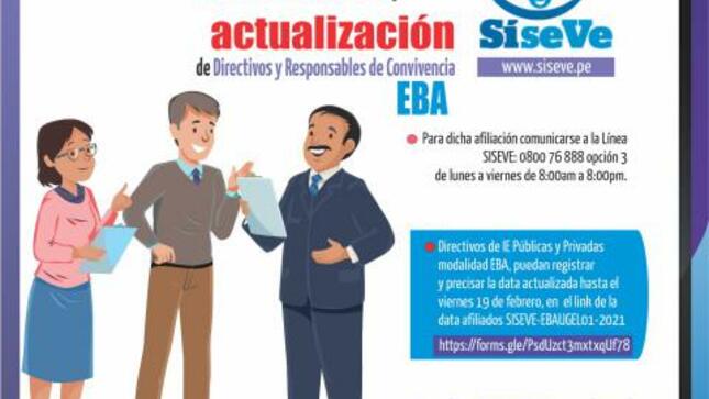 Afiliación y/o actualización de directivos y responsables de convivencia eba en el portal siseve