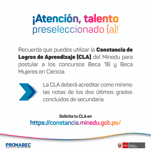 Utiliza la constancia de logros de aprendizaje (cla) para beca 18