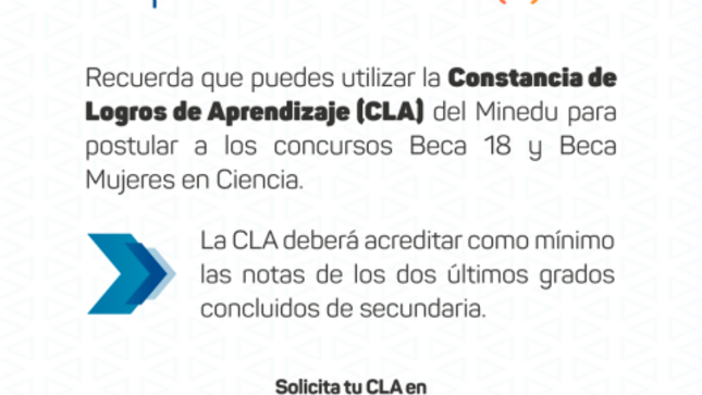 Utiliza la constancia de logros de aprendizaje (cla) para beca 18