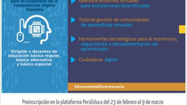 Cursos en perú educa; programa nacional para el desarrollo de la competencia digital docente