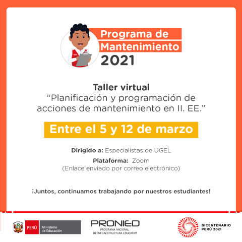 Taller virtual: planificación y programación de acciones de mantenimiento en ii.ee.