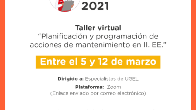 Taller virtual: planificación y programación de acciones de mantenimiento en ii.ee.