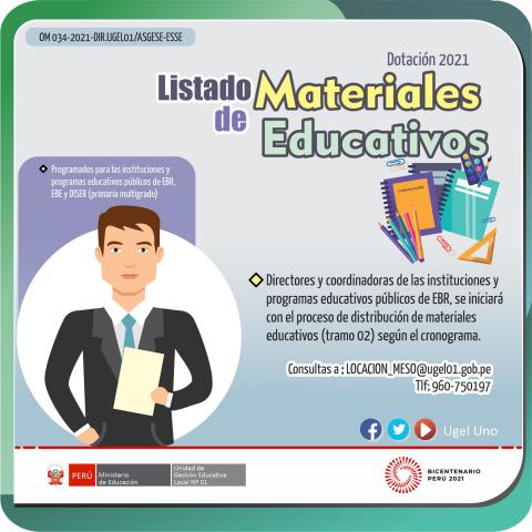 Cronograma de distribución de materiales educativos dotación 2021