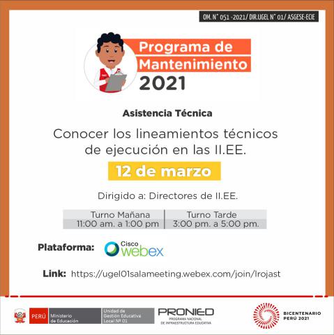Asistencia técnica sobre el programa de mantenimiento 2021