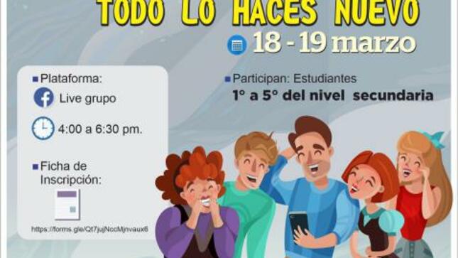 Taller virtual de fortalecimiento e integración todo lo haces nuevo para estudiantes del 1° a 5° del nivel secundaria