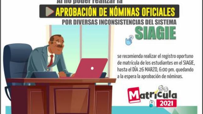 Sobre aprobación de nóminas oficiales en siagie