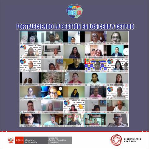 Fortaleciendo la gestión en los ceba y cetpro de la ugel 01