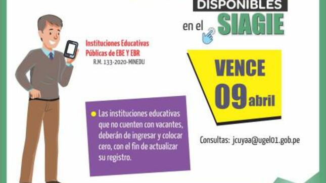 Registro de vacantes disponibles en el siagie vence 9 abril