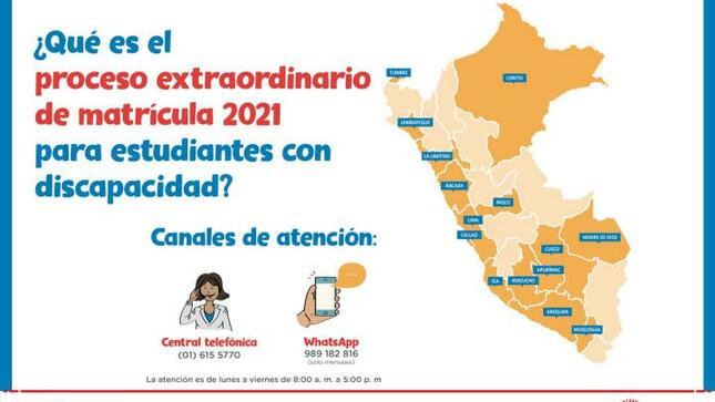 Proceso extraordinario de matrícula 2021 para estudiantes con discapacidad