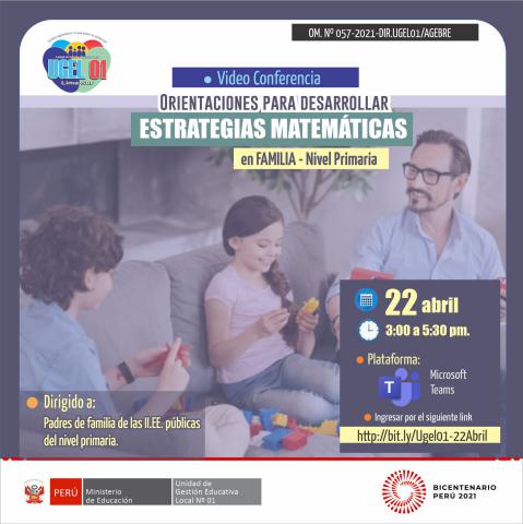 Videoconferencia: orientaciones para desarrollar estrategias matemáticas en familia