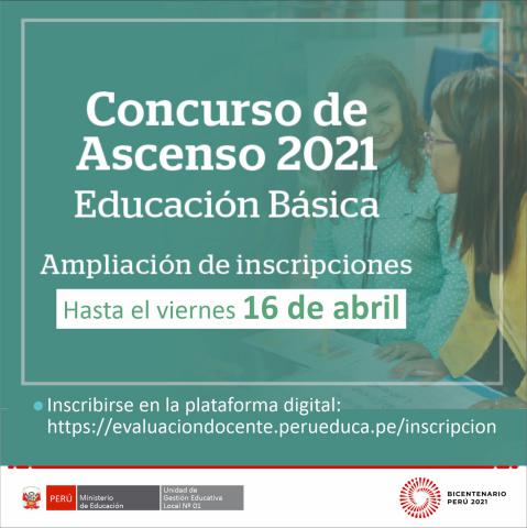 Amplían las inscripciones para el concurso de ascenso 2021 hasta el 16 de abril