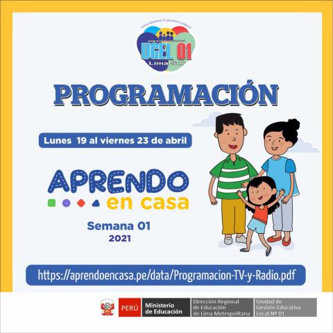 Programación de aprendo en casa del 19 al 23 de abril 2021