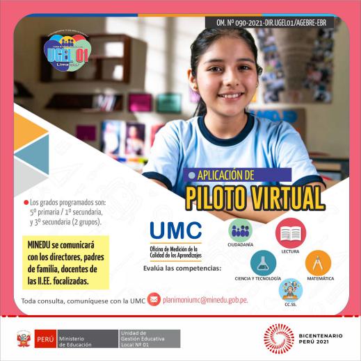 Aplicación de piloto virtual 2021-umc en ii.ee. focalizadas