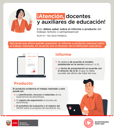 Presentar informe o producto del trabajo remoto o semipresencial