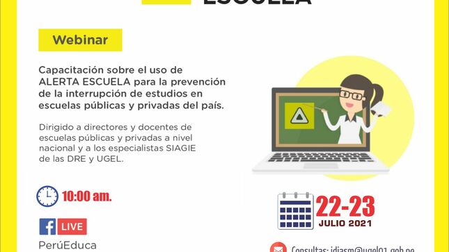 Capacitaciones sobre plataforma alerta escuela 2021
