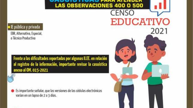 Censo educativo 2021 – casuísticas para atender las observaciones 400 o 500
