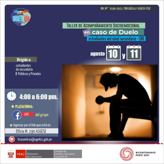 Taller de acompañamiento socioemocional en caso de duelo para estudiantes del nivel secundaria de las ie públicas y privadas