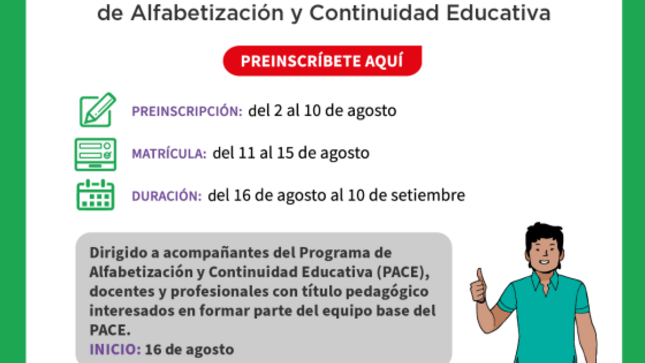 Curso virtual autoformativo: formación de acompañantes para el programa de alfabetización y continuidad educativa
