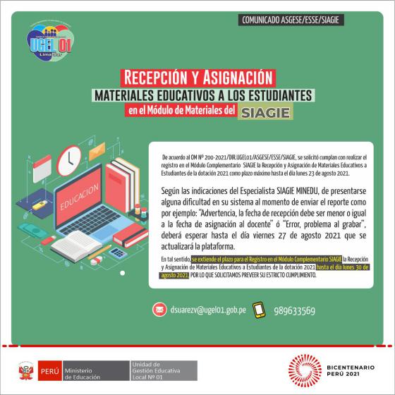 Amplian plazo para recepción y asignación de materiales educativos a estudiantes en el siagie