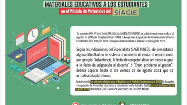 Amplian plazo para recepción y asignación de materiales educativos a estudiantes en el siagie