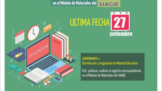 Plazo para la asignación de cuadernos de trabajo a los estudiantes de ebr 2021 - módulo materiales en siagie