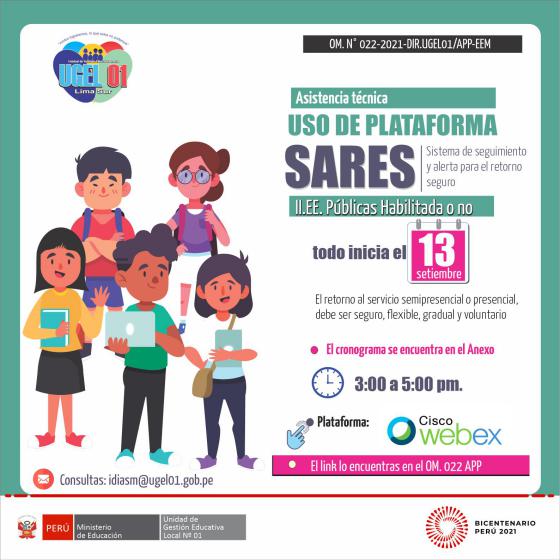 Asistencia técnica: uso de plataforma sares a ii.ee. públicas habilitadas o no
