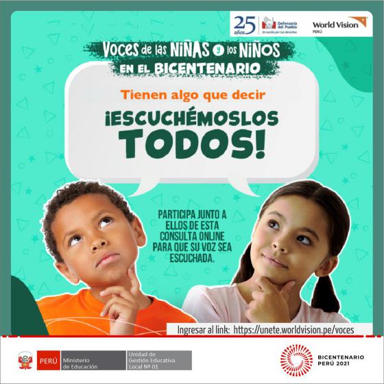 Consulta nacional “voces de las niñas y los niños en el bicentenario”