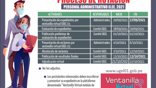 Modificación del cronograma de proceso de rotación del personal de personal administrativo 2021
