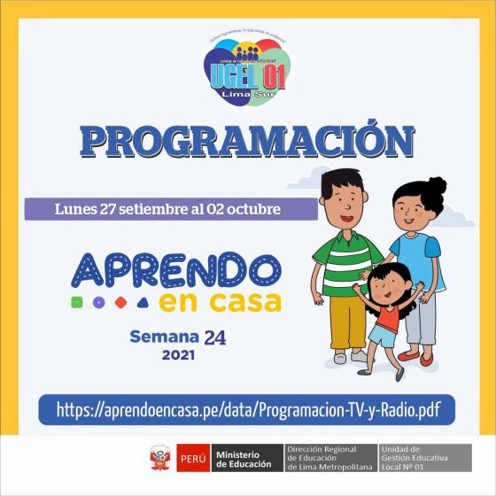 Programación de aprendo en casa del 27 setiembre al 02 octubre 2021