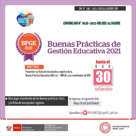 Inscripción y registro de la buena práctica educativa ugel 01 – drelm