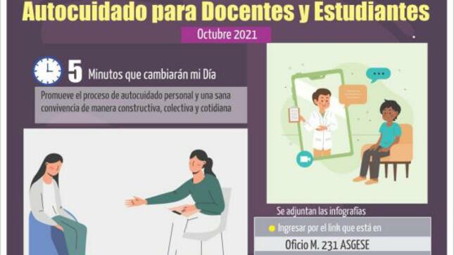 Programa semanal de autocuidado para docentes y para estudiantes “5 minutos que cambiarán tu día” octubre 2021
