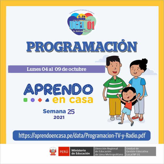 Programación de aprendo en casa del 04 al 09 de octubre 2021