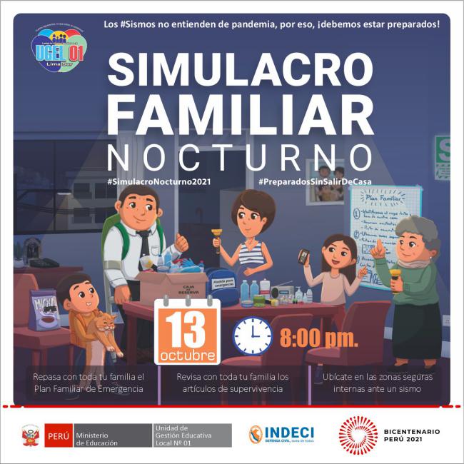 Simulacro familiar nocturno - sin salir de casa el 13 de octubre a las 8 de la noche