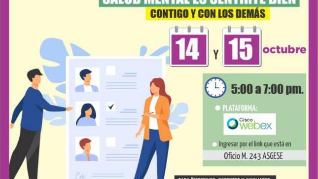 Taller virtual: salud mental es sentirte bien contigo y con los demas