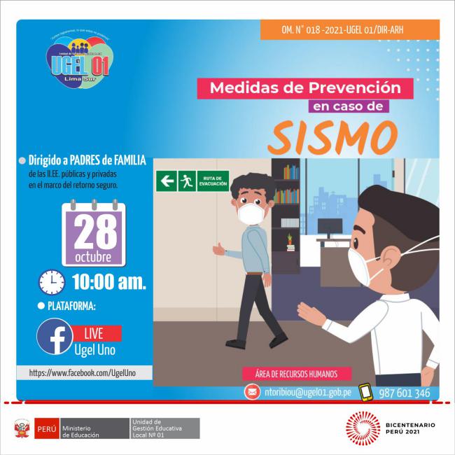 Capacitación virtual de seguridad sobre medidas de prevención en casos de sismos