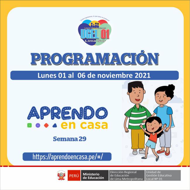 Programación de aprendo en casa del 01 al 06 de noviembre 2021