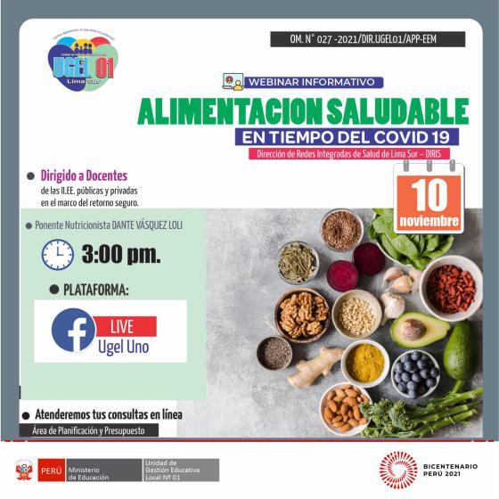 Taller virtual: alimentación saludable en tiempos del covid 19