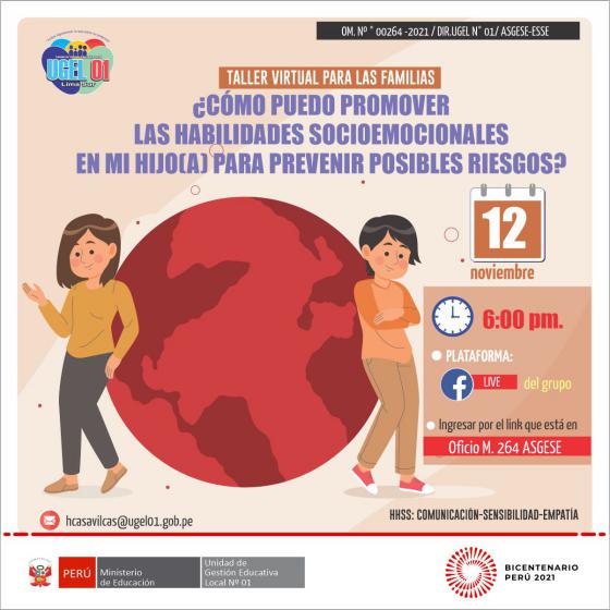 Taller virtual para las familias: ¿cómo puedo promover las hhssee en mi hijo(a) para prevenir posibles riesgos?