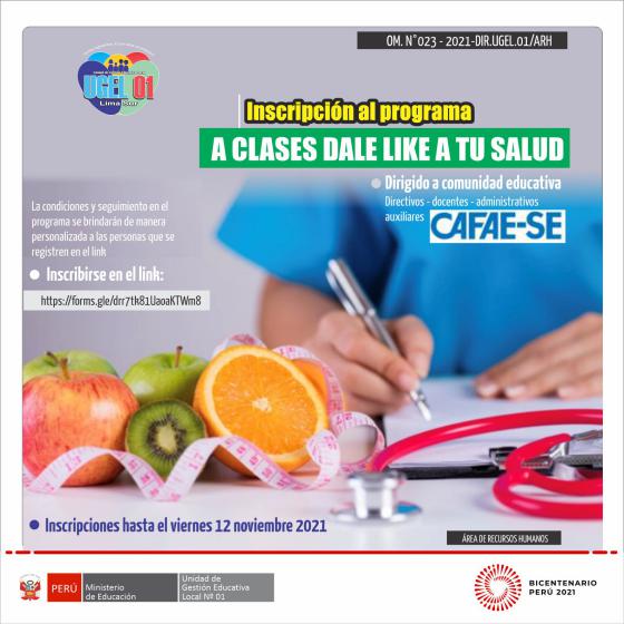 Inscripción al programa a clases...dale like a tu salud