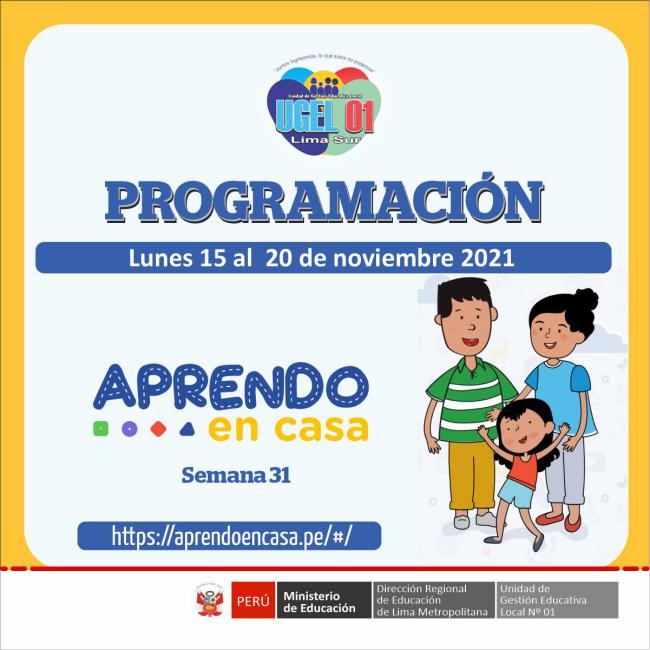 Programación de aprendo en casa del 15 al 20 de noviembre 2021