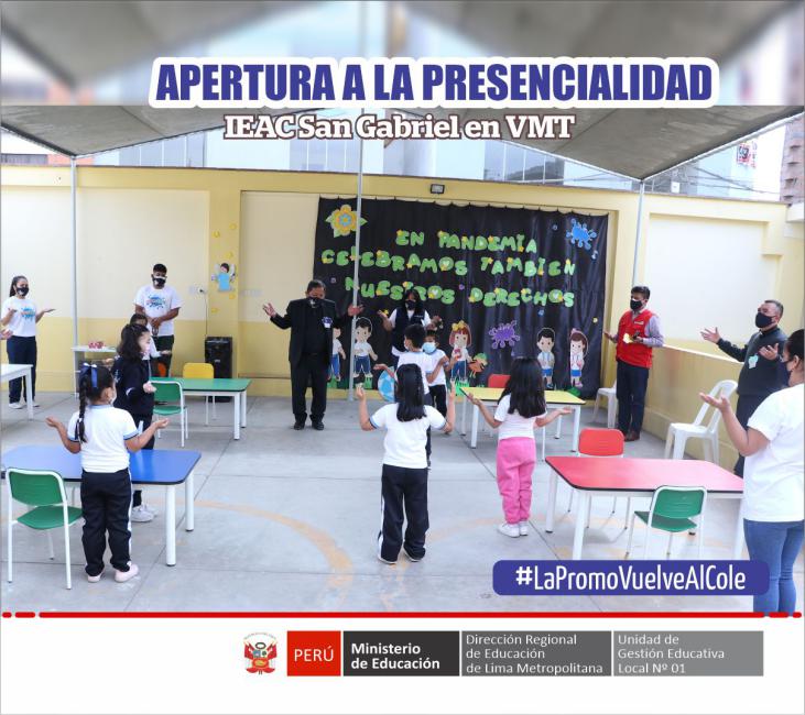 Niños de 5 años retornan a semipresencialidad en ieac san gabriel de vmt
