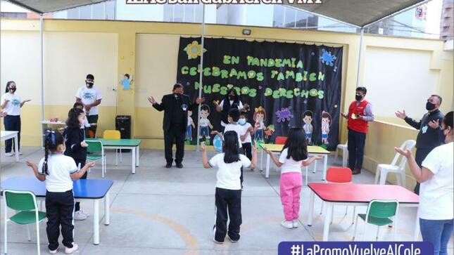 Niños de 5 años retornan a semipresencialidad en ieac san gabriel de vmt
