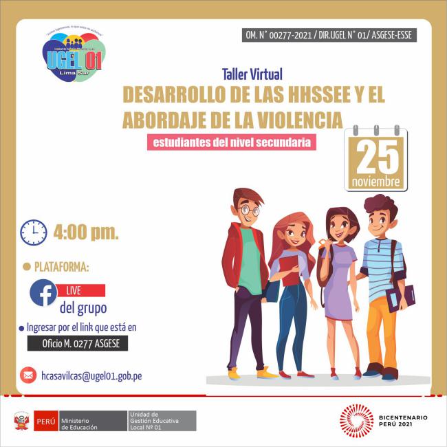 Taller de desarrollo de las hhssee y el abordaje de la violencia para estudiantes de secundaria